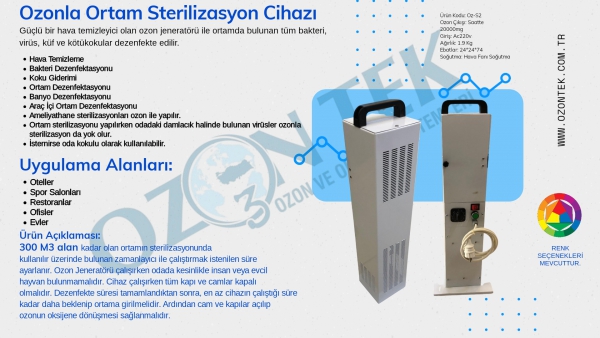 Ozonla Ortam Sterilizasyon Cihazı Ürün Kodu: Oz